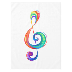 Layered rainbow treble clef tablecloth