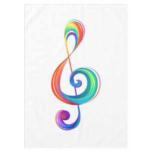 Layered rainbow treble clef tablecloth