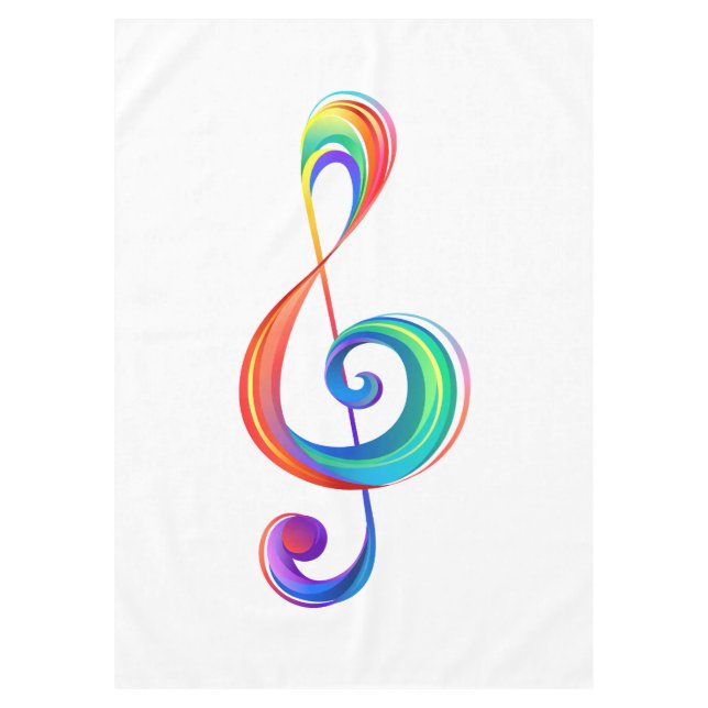 Layered rainbow treble clef tablecloth (Front)
