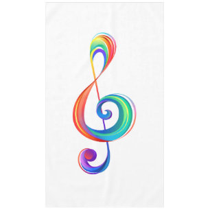 Layered rainbow treble clef tablecloth