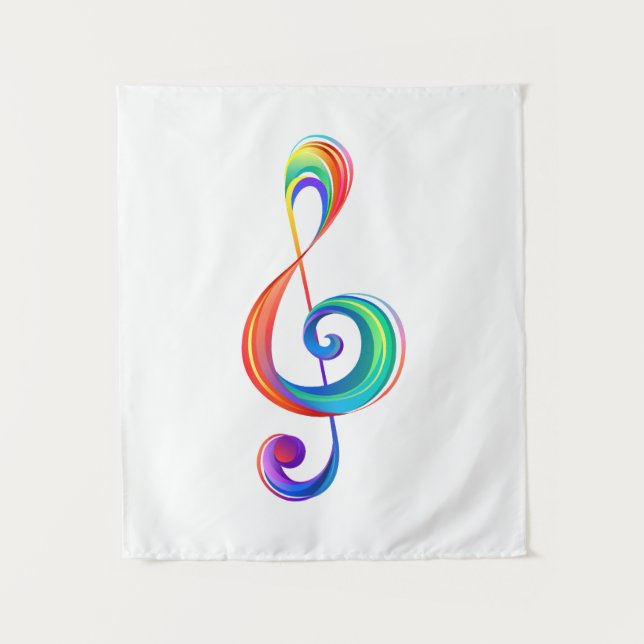 Layered rainbow treble clef tapestry (Front)