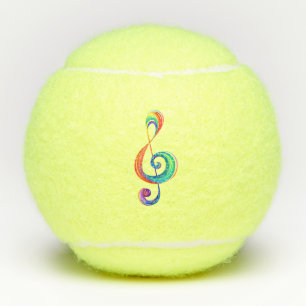 Layered rainbow treble clef tennis balls