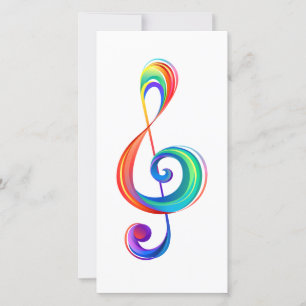 Layered rainbow treble clef thank you card