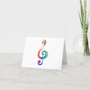 Layered rainbow treble clef thank you card