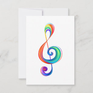 Layered rainbow treble clef thank you card