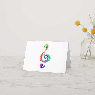 Layered rainbow treble clef thank you card