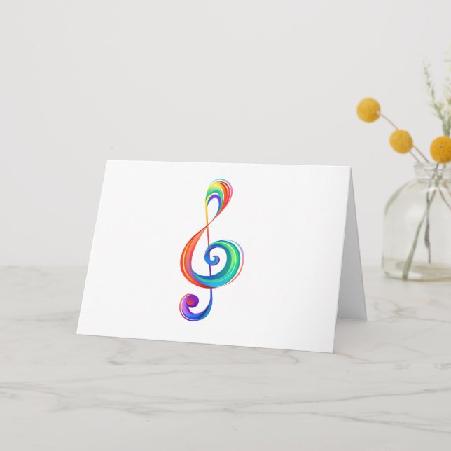 Layered rainbow treble clef thank you card (Front)