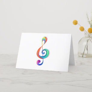 Layered rainbow treble clef thank you card