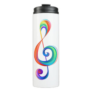 Layered rainbow treble clef thermal tumbler