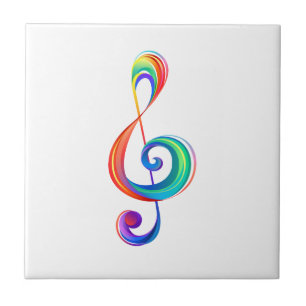 Layered rainbow treble clef tile