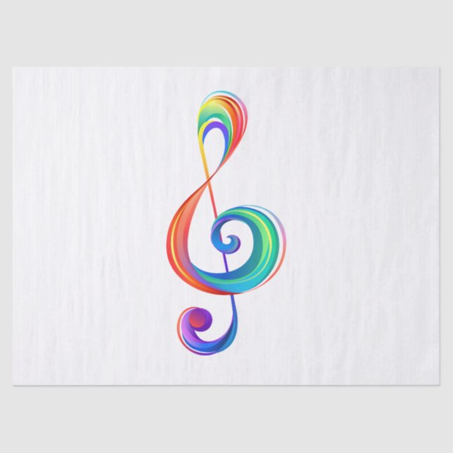 Layered rainbow treble clef tissue paper (Front)