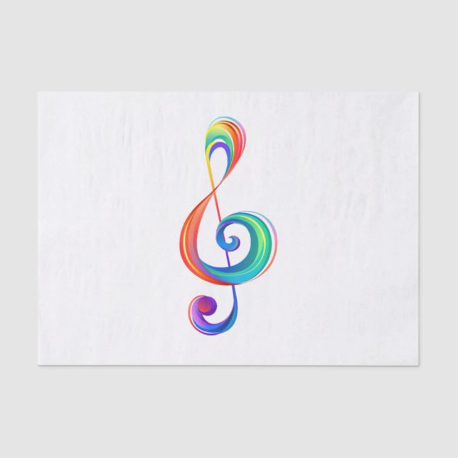 Layered rainbow treble clef tissue paper (Front)