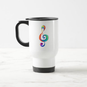Layered rainbow treble clef travel mug