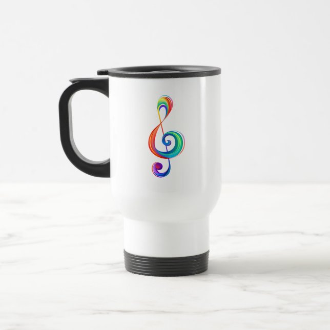 Layered rainbow treble clef travel mug (Left)