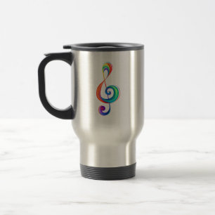 Layered rainbow treble clef travel mug