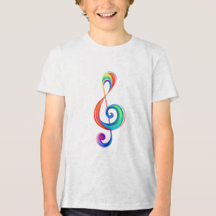 Layered rainbow treble clef Tri-Blend shirt