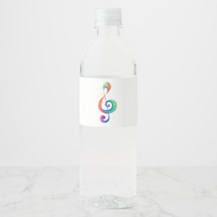 Layered rainbow treble clef water bottle label