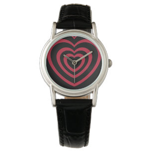 Layered Red & Black Heart Aesthetic Watch