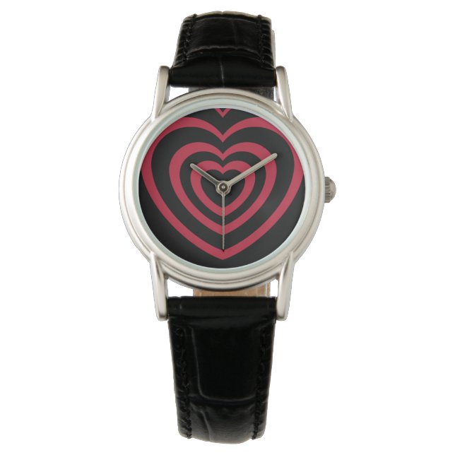 Layered Red & Black Heart Aesthetic Watch (Front)