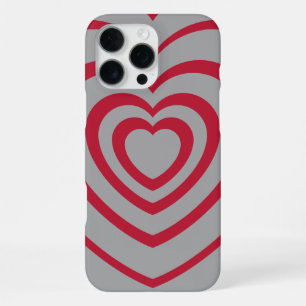 Layered Red & Grey Heart Aesthetic iPhone 16 Pro Max Case