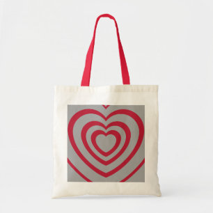 Layered Red & Grey Heart Aesthetic Tote Bag