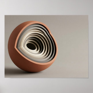 Layered Sliced Sphere Geometric Sculpture Wall Art