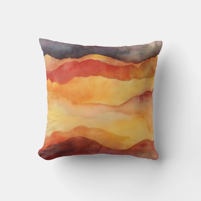 Layered Sunset Watercolor Pillow (Front)