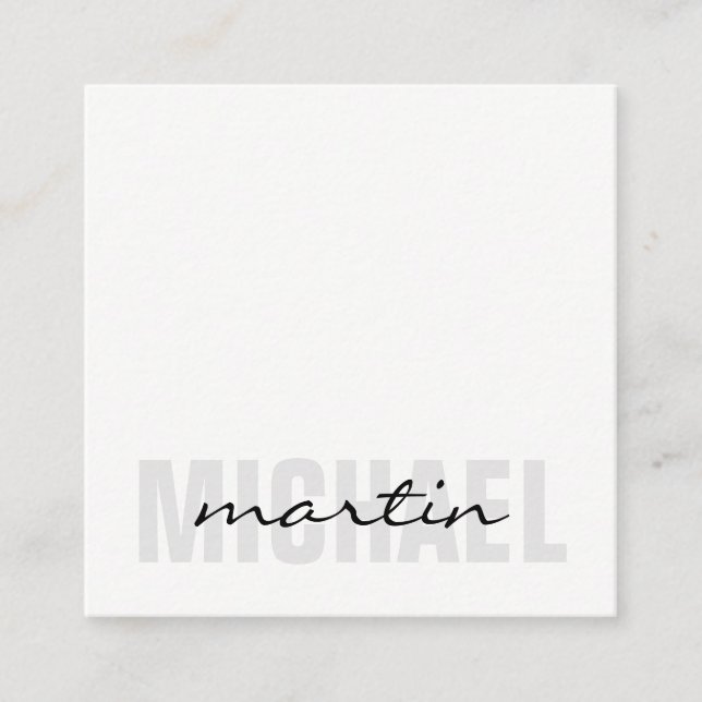 Layered Text Bold Cursive Square Business Card (Front)
