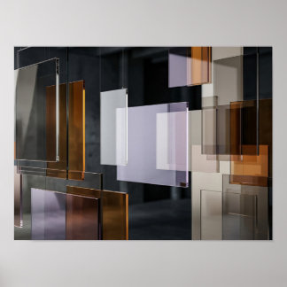 Layered Translucent Glass Rectangles Modern Wall A Poster