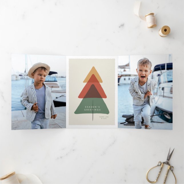Layered Tree - Season's Greetings Tri-Fold Holiday Card (Inside)