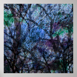 Layered Trees at Twilight Poster