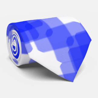Layered True Blue Squared On White Pattern Tie