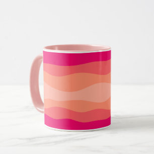 Layered Waves Pink Coral Blush Mug