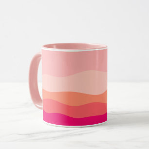 Layered Waves Pink Coral Blush Mug