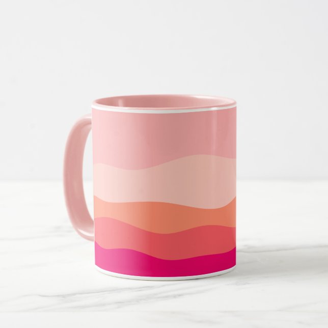 Layered Waves Pink Coral Blush Mug (Front Left)