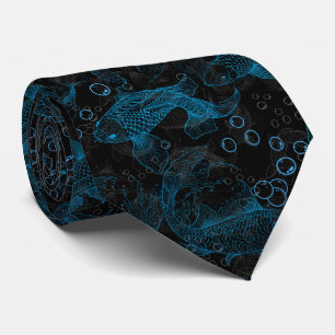 Layering Fishes Pattern 01.blue.b Tie