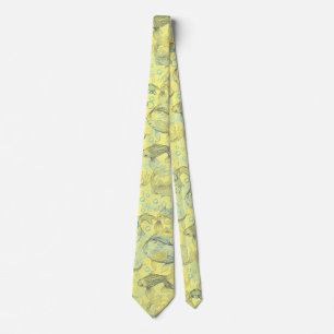Layering Fishes Pattern 02.Dark blue.b L Yellow BG Tie