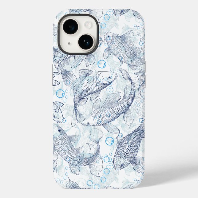 Layering Fishes Pattern 02.Dark blue.b No BG Case-Mate iPhone Case (Back)