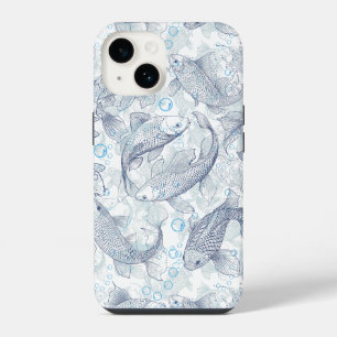 Layering Fishes Pattern 02.Dark blue.b No BG iPhone 14 Case