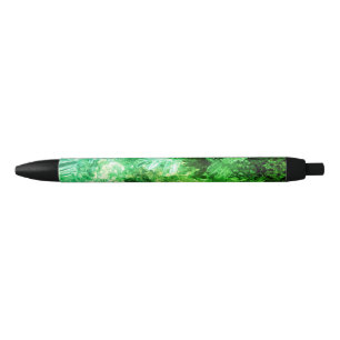 Layers of Green Crystals Black Ink Pen