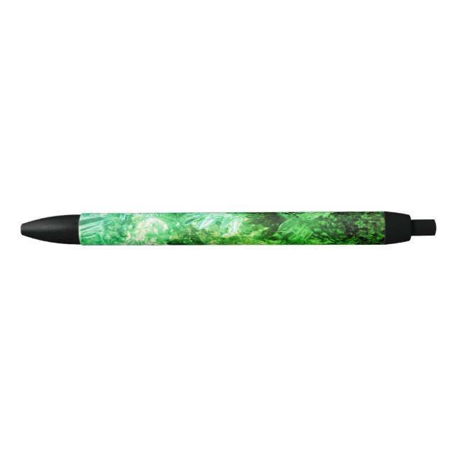 Layers of Green Crystals Black Ink Pen (Front)