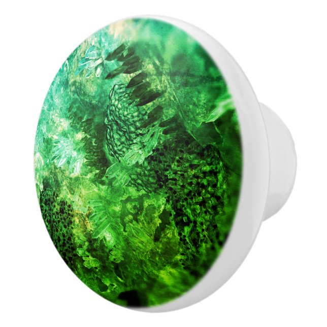 Layers of Green Crystals Ceramic Knob (Right)