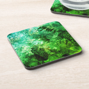 Layers of Green Crystals Coaster