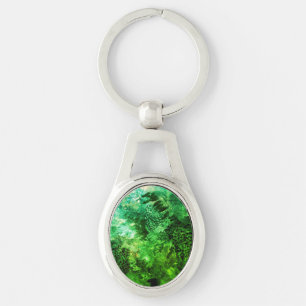 Layers of Green Crystals Key Ring