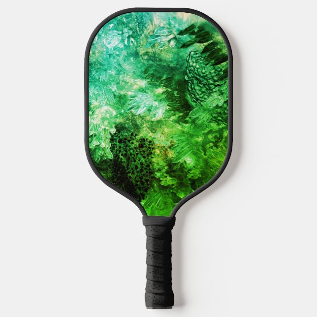 Layers of Green Crystals Pickleball Paddle (Front)