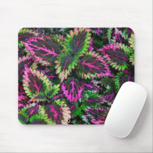 LAYERS OF GREEN & MAGENTA COLEUS LEAVES MOUSE MAT