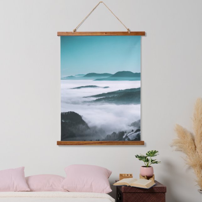 Layers of hills, fog and trees hanging tapestry (Bedroom)