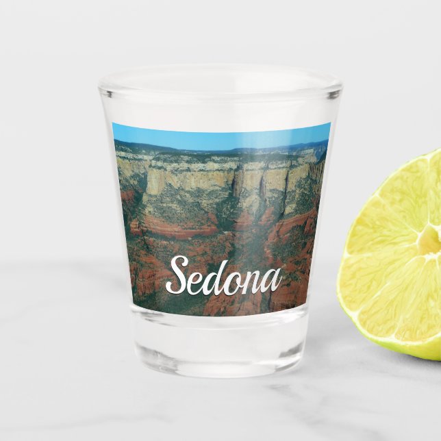 Layers of Red Rocks in Sedona Arizona Shot Glass (Front)