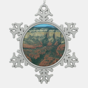 Layers of Red Rocks in Sedona Arizona Snowflake Pewter Christmas Ornament