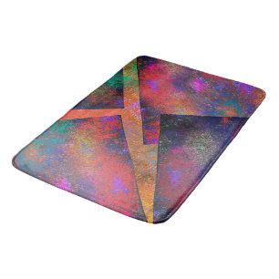 Layers of rustic coloured images unevenly arranged bath mat